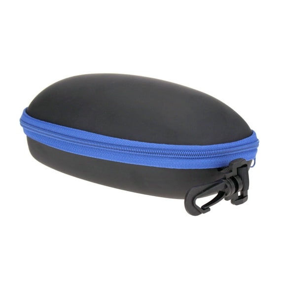 Rectangular Zippered Hard Eyewear Carrying Case With Clip Hook Black Blue