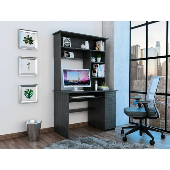Rectangular computer desk with hutch / Useful for office storage