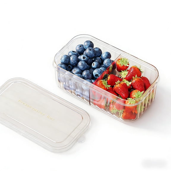 Rectangular food storage containers with lid, Airtight Leak-Proof Food Storage Container with Divided Compartments, Stackable Fruit Snack Organizer for Kitchen Office