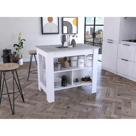 Rectangular particle board set - Create extra space for storage - Small apartment kitchen - Fit 2 stools below