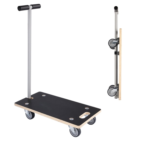 Rectangular plastic platform cart with armrests, heavy-duty plastic furniture cart, flat-top cart, connectable, 4 wheels