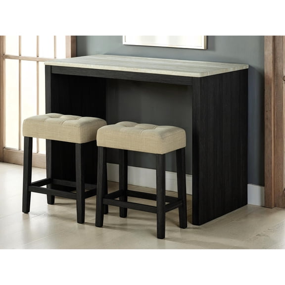 Rectangular travertine table and stools / Suitable for small dining rooms