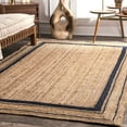 thumbnail image 1 of Rectanlge Avgari Creation Black Line Natural Jute Beige Area Rug for Living, Dining, Kitchen Indoor & Outdoor Rug Runner Carpet-7x10" Sq Feet, 1 of 4