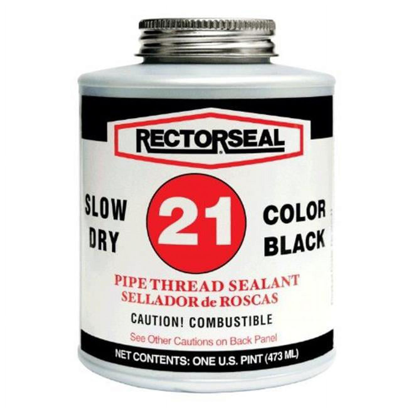 Rectorseal No. 21 Black Pipe Thread Sealant - 1/2 Pint Brush-Top Can, For Plumbing & HVAC