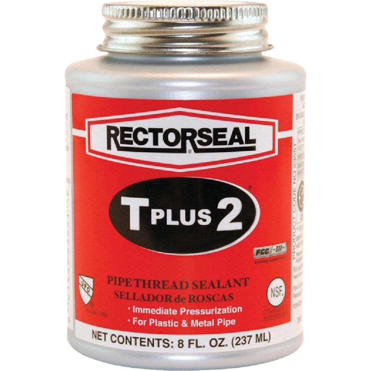 RectorSeal T Plus 2 23551 Multi-Purpose Pipe Thread Sealant, 8 oz, Can, White, Paste