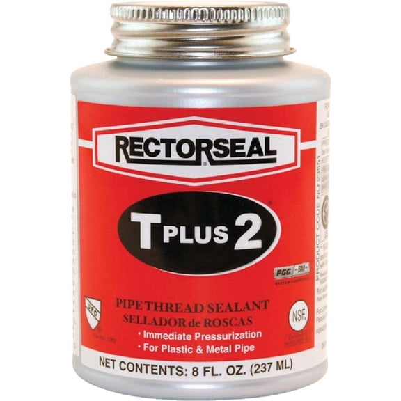 RectorSeal T Plus 2 23551 Multi-Purpose Pipe Thread Sealant, 8 oz, Can, White, Paste