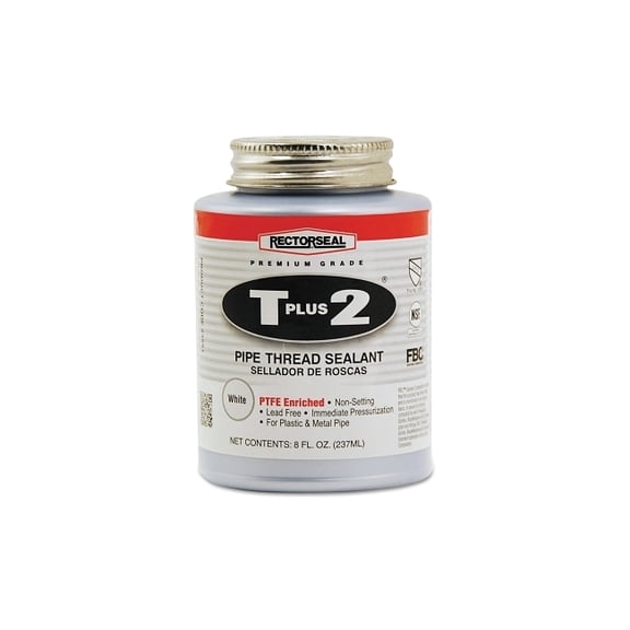 RectorSeal T Plus 2 23551 Multi-Purpose Pipe Thread Sealant, 8 oz, Can, White, Paste