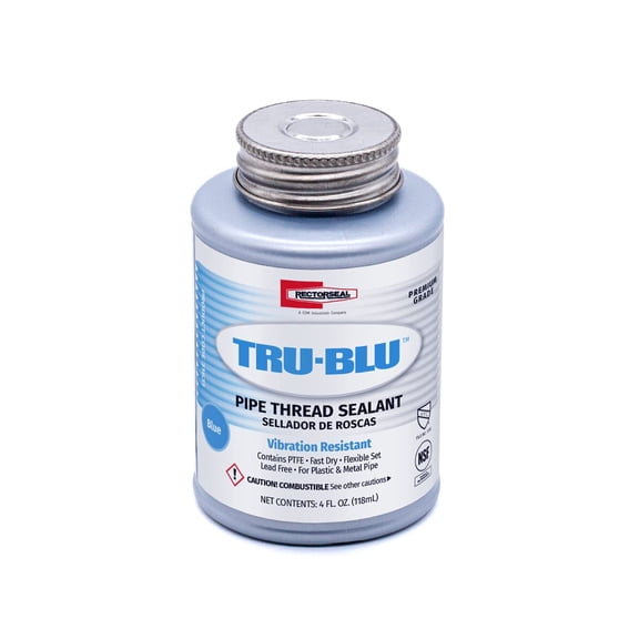 RectorSeal Tru-Blu 31631 Pipe Thread Sealant, Fast-Dry, PTFE Enriched, Plumbing, Designed for high Vibration environments and Thermal Expansion/Contraction, 1/4 Pint J101