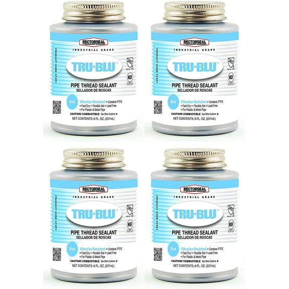 Rectorseal 31551 1/2 Pint Brush Top Tru-Blu Pipe Thread Sealant Four Pack