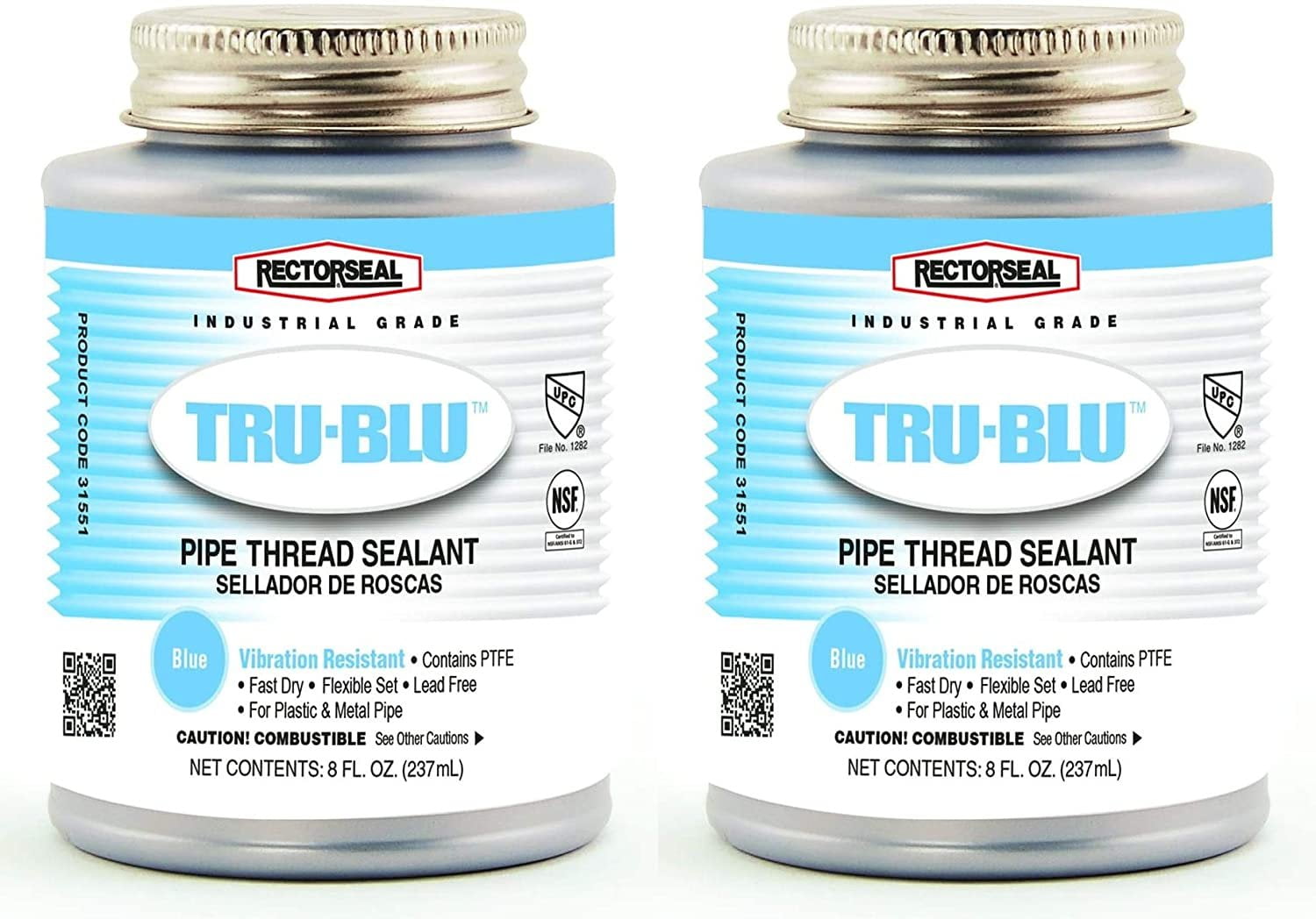 Rectorseal 31551 1/2 Pint Brush Top TruBlu Pipe Thread Sealant Two