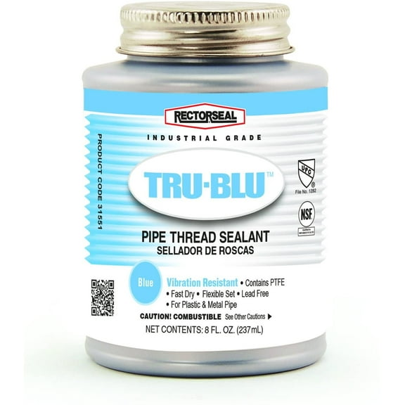RectorSeal Tru-Blu Pipe Thread Sealant Brush Top - Pipe Thread Sealant - 1/2 Pint Blue