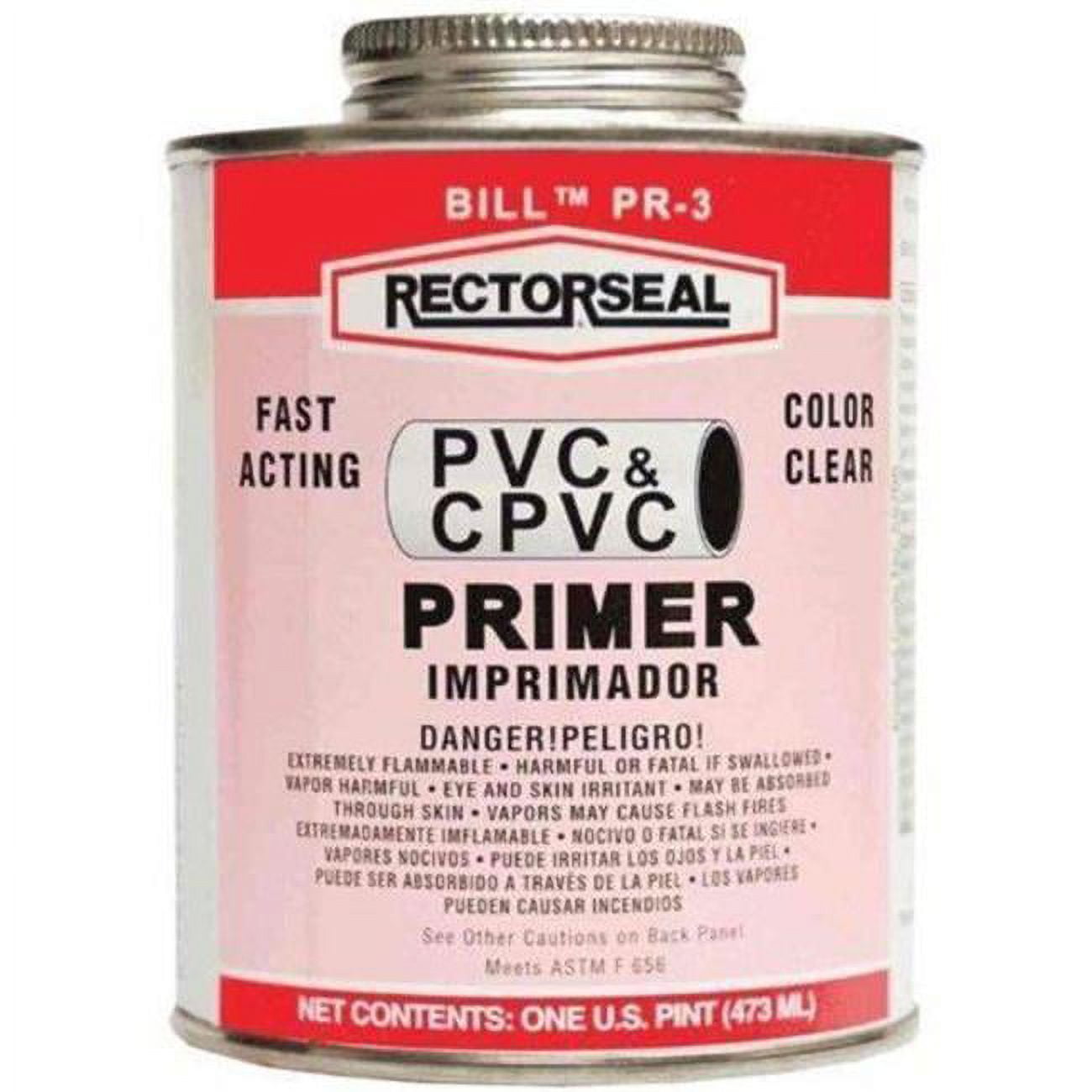Rectorseal 62255705 Pr3 Big Bill 1 Pint Clear PVC Primer with Dauber