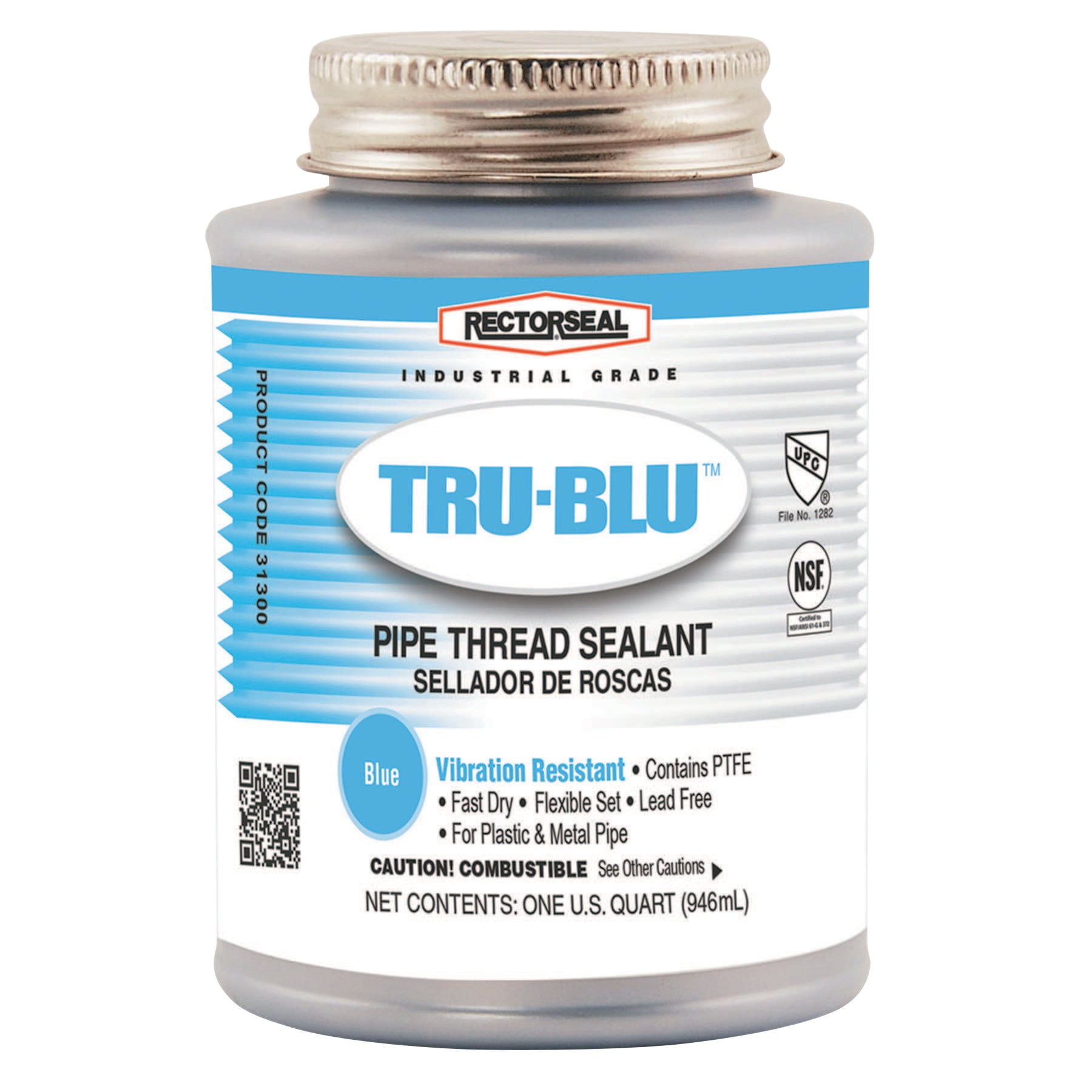 Rectorseal Tru-Blu Pipe Thread Sealants, 1 Quart Can, Blue - Walmart.com