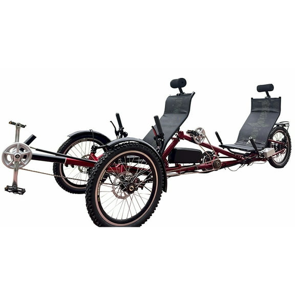 Recumbent 3 Wheel Electric Bike with 500W Motor- Electric 2 Seater Tandem Trike – Adjustable Seats