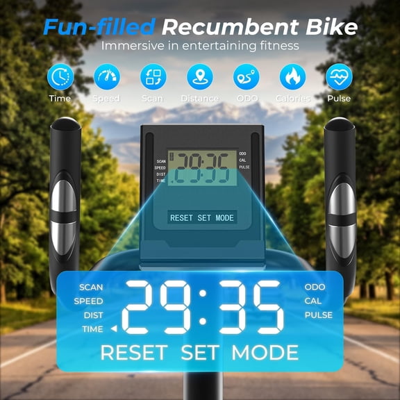 Recumbent Exercise Bike for Home Heavy-Duty Stationary Bike For Seniors Bicycle Exercise Machine Bicycle LCD Monitor,265LBS,8 Level Resistance Black$$Sport & Recreation Other