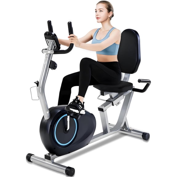 Recumbent Exercise Bike for Seniors - 400LB Weight Capacity Recumbent Bikes with Comfortable seat, Pulse Sensor, 16-level Resistance, LCD Monitor