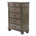 thumbnail image 1 of Recus Tall Dresser Chest, 6 Drawers w Brass Handles, Gray Solid Wood, 1 of 3