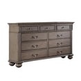 thumbnail image 1 of Recus Wide Dresser, 9 Drawers with Brass Handles, Gray Solid Wood, 1 of 3