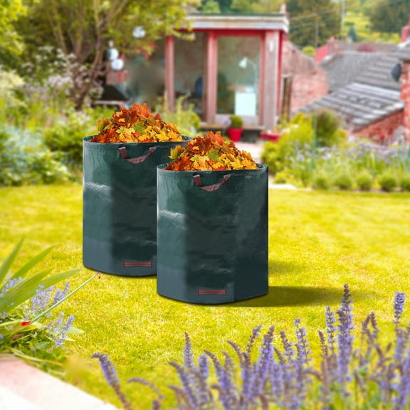 Recyclable 80 Gallon Garden Waste Bags, 3-Pack with Double Carry Handles, Large Opening and Tipping Handle for Easy Leaf and Yard Cleanup