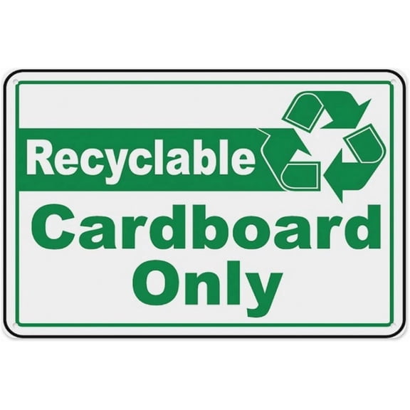 Recyclable Cardboard Only Sign, Aluminum Tin Warning Signs for Home Outdoor Garden 8"x12", Durable Weatherproof Recycling Sign for Storage