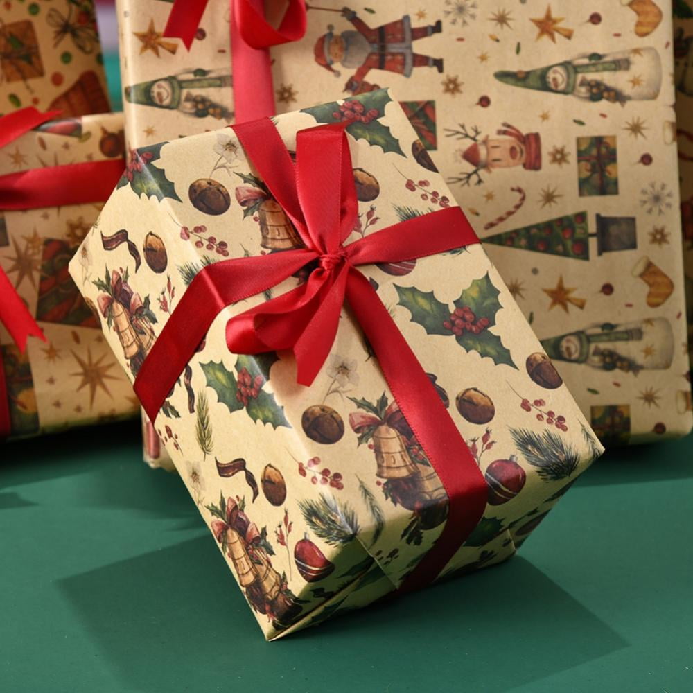 Recyclable Kraft Christmas Flat Wrapping Paper Sheets