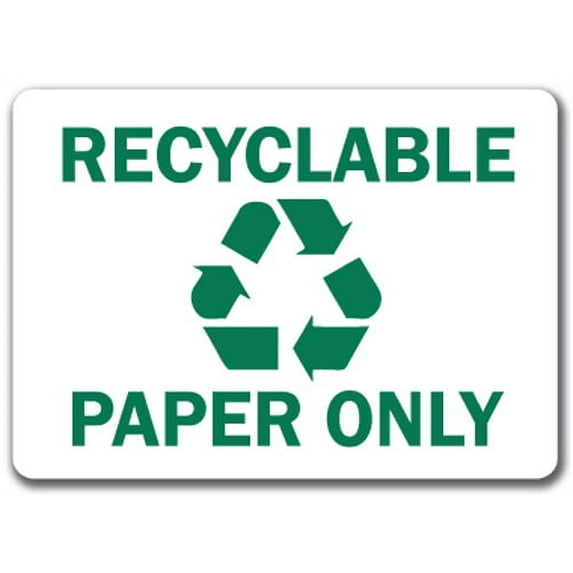 Recyclable Paper Only with Graphic Sign - 10" x 14" OSHA Safety Sign