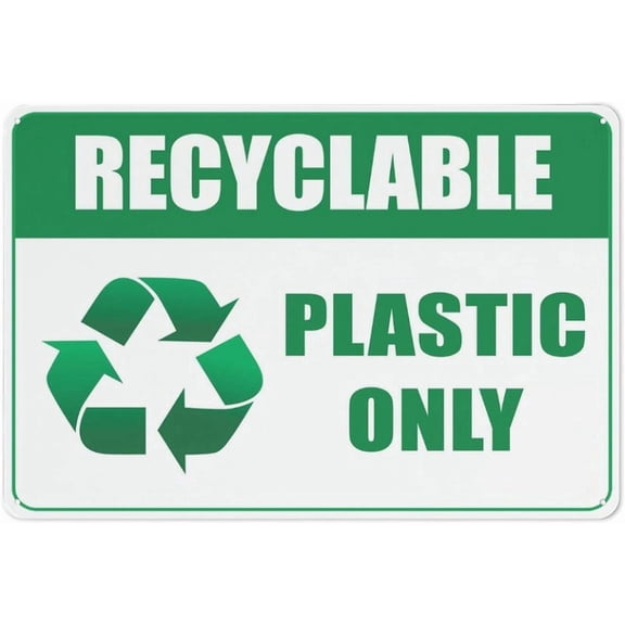 Recyclable Plastic Only Sign Outdoor Metal Sign - 8"x12" Metal Signs For Business, Workplace, Office, Home, Delivery Signs, Road Signs, Garden Signs