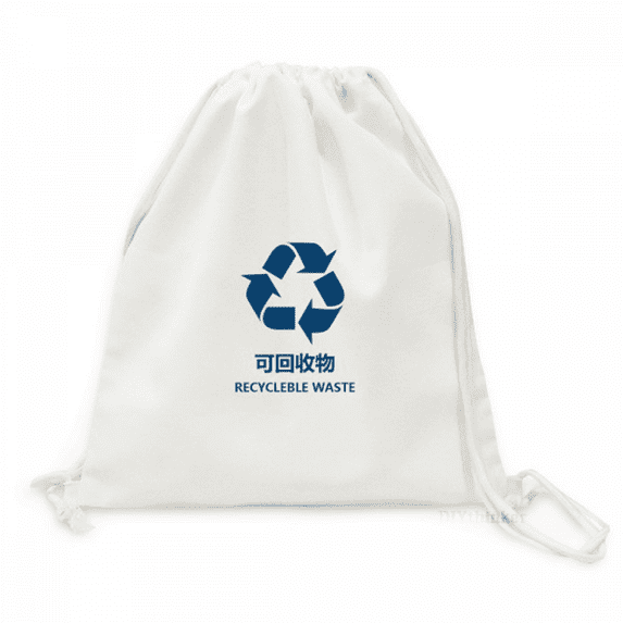 Recyclable Waste Sort Treatment Backpack Canvas Drawstring Reusable Mesh Shopping Bag