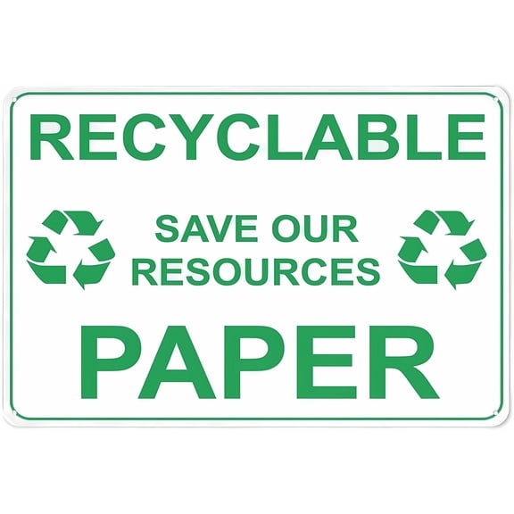 Recyclables Save Our Resources Paper Warning Sign - 8"x12" Tin Decor, for Home Kitchen Farm Garden Garage