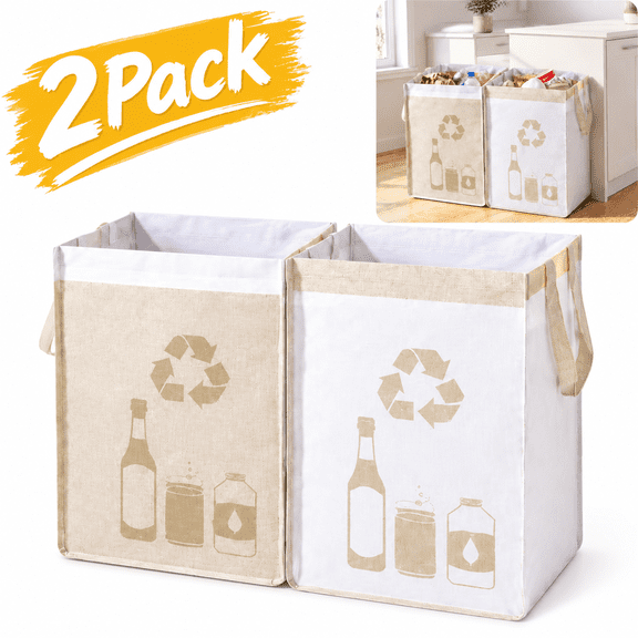 Gaoxin Recycle Bins for Kitchen, Set of 2, Polypropylene, Waterproof, with Base Plate, Eco-Conscious, Trash Sorting