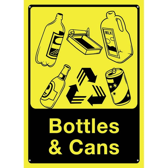 Recycle Bottles Amp Cans Sign 8X12 Inch Rust Free Aluminum,Uv Ink Printing,Indoor Or Outdoor Use