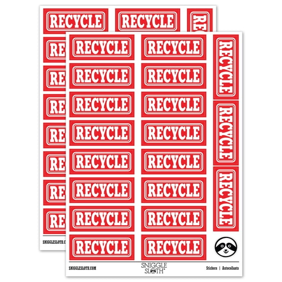 Recycle Double Border Sticker Set - Red - Matte Finish - 2.00" Large