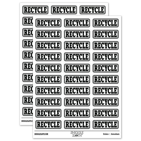 Recycle Double Border Sticker Set - White - Gloss Finish - 1.75" Medium