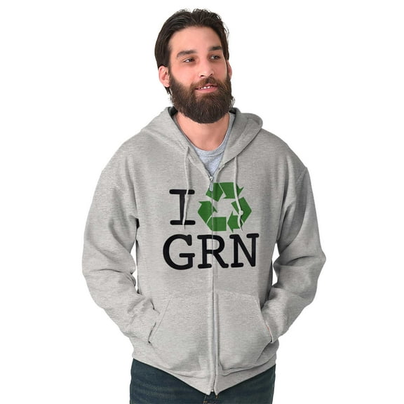 Recycle GRN Earth Day Save the Planet Unisex Fleece Graphic Zip Up Hoodie Brisco Brands 5X