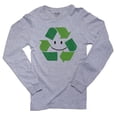 thumbnail image 1 of Recycle - Green Circle Arrows Happy Smiley Face Men's Long Sleeve Grey T-Shirt, 1 of 2