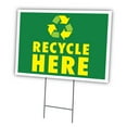 thumbnail image 1 of Recycle Here 18" X 24" Yard Sign & Stake | Advertise Your Business | Stake Included Image On Front Only | Made in The USA, 1 of 3