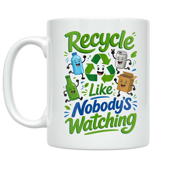 Recycle Like Nobody's Watching - Eco-Conscious Individual - 11 oz Ceramic Coffee Mug