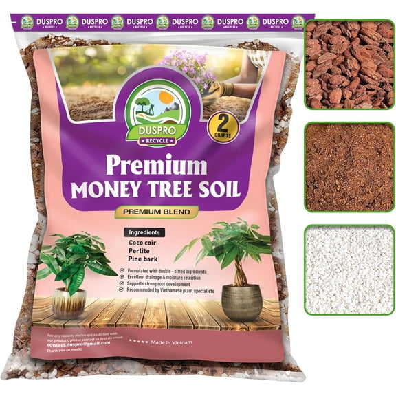 Recycle Money Tree Soil Indoor, Premium Coco Coir Perlite Mix and Pine Bark for Tree, Ideal Healthy Growth Nourishment (2 Quarts)
