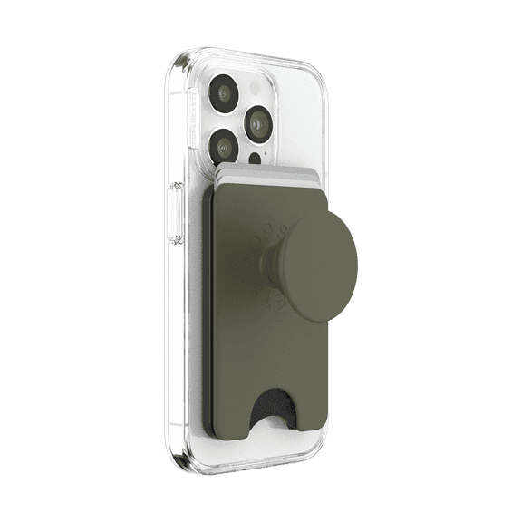 PopSockets Phone Wallet for MagSafe, Phone Card Holder with Grip, Green - Fatigue