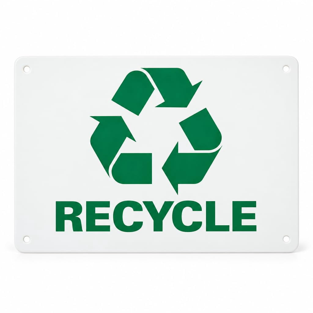 Recycle Safety Sign Recycle Safety Sign, Non-Reflective Plastic, 10 x 7 Inches, Green/White ...