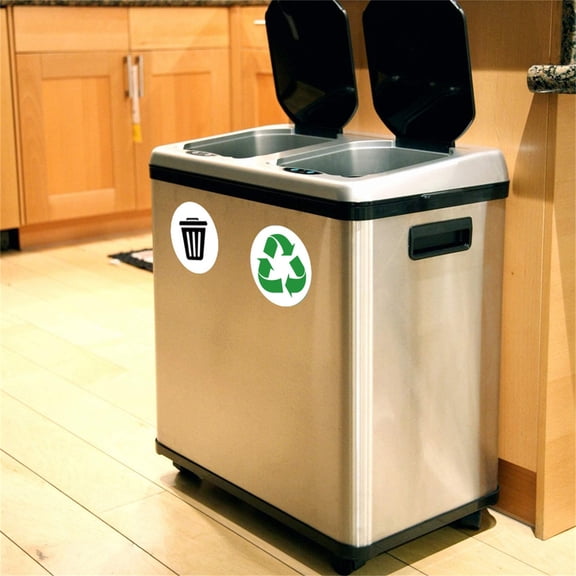 Recycle Sticker,Self-Adhesive Recycle and Trash Bin Logo Stickers, Round Logo Sign Recycle Sticker for Trash Can Recycle Bin Garbage Containers,Recycling Sticker for Kitchen Waterproof
