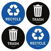 Recycle Stickers for Recycle Bin Decals and Trash can Stickers 4 x 4 Inches Round Recycle Labels UV Protected Indoor and Outdoor Self Adhesive Vinyl Stickers