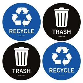 Recycle Stickers for Recycle Bin Decals and Trash can Stickers 4 x 4 Inches Round Recycle Labels UV Protected Indoor and Outdoor Self Adhesive Vinyl Stickers