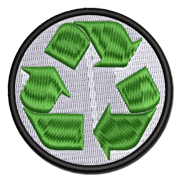 Recycle Symbol Solid Applique Multi-Color Embroidered Iron-On Patch - 3 Inch Medium