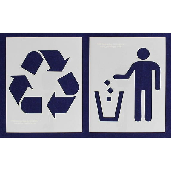 Recycle-Trash 2 Piece Stencil Set 14 Mil 8" X 10" Painting /Crafts/ Templates