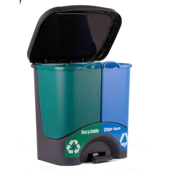 Recycle Trash Bins (Green/Blue, Double Bin)