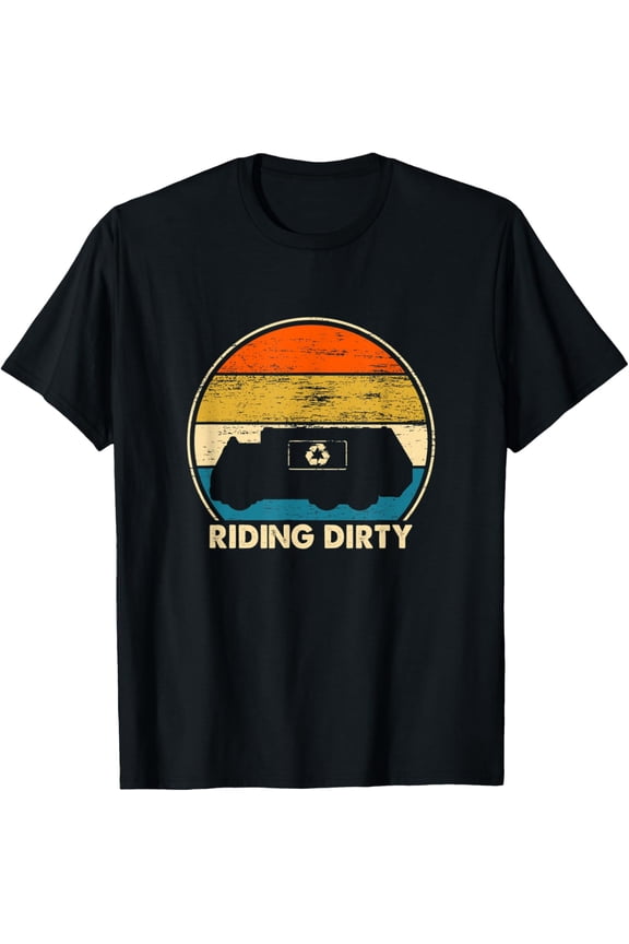 Recycle Trash Garbage Truck Riding Dirty Vintage Design T-Shirt