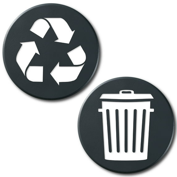 Recycle and Trash Logo Stickers (6 Pack)- Textures Design - for Metal or Plastic Garbage cans, containers and Bins - Indoor & Outdoor - Home or Office - Premium (Leather Black, Small)