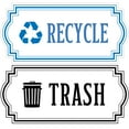 thumbnail image 1 of Recycle and Trash Sticker - Elegant Look for Trash Cans, Containers, and garbage bins - UV Protected Laminated Vinyl Decal (XSmall, Clear Reversed Blue/Black), 1 of 5