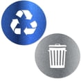 thumbnail image 1 of Recycle and Trash Sticker Logo Style Symbol to Organize Trash cans or Garbage containers and Bins - Contour Cut Decal Sticker (Metallic Blue/Silver, XSmall), 1 of 1
